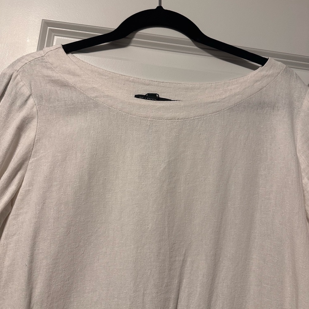 White Linen Waist Tie Dress